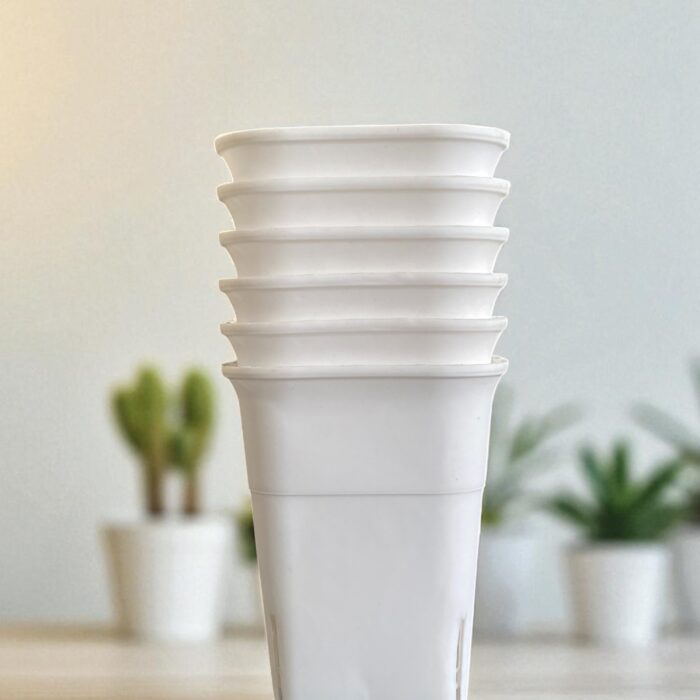 tropical botanic white square pot