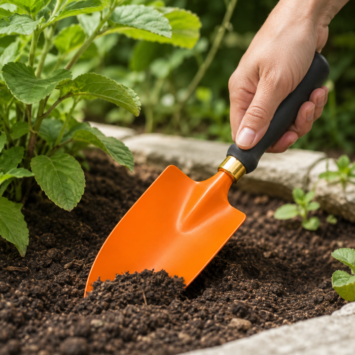 Tropical Botanic Premium Big Trowel – Product in Use Tropical Botanic Premium Big Trowel being used for gardening